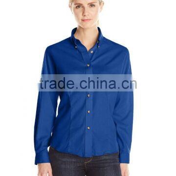 Cheap Women's Poplin Button Down Collar Long Sleeve Work Shirt photo-3