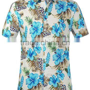 Men's Flower Casual Button Down Short Sleeve Shirt