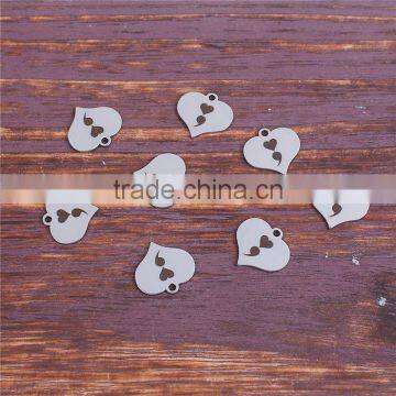 Stainless Steel Charms Heart Silver Tone Semicolon photo-3