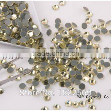 2058HF 1440pcs/lot Glue Base Jonquil Color Flatback Strass Crystal Hotfix Rhinestones SS16 Iron on Wedding Dress photo-5