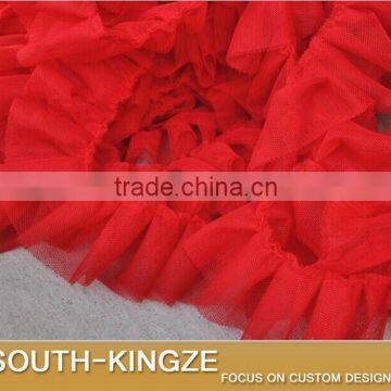 Double Layer Mesh Ruffled Ribbon Trim for Skirt Decoration 5 cm Wide 10 Colors for Choice photo-4