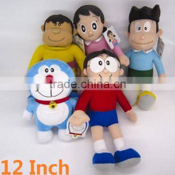 Japanese cartoon Doraemon Stuffed Doll Cute Anime Plush Toys 5pcs per set