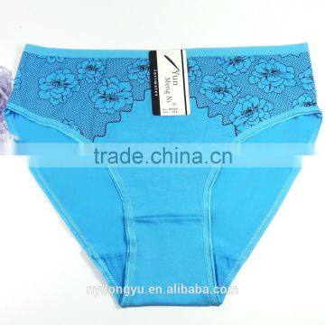 blue almond daisy cotton brief panties/yje wholesale plus size sexy cotton breathable underwea panties/mulit color