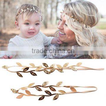 Mommy and Me headbabd set Gold Silver Leaf Headband Hair accessories Baby Girl Cute Leaves Infant hairband