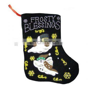 LED Black Plush Christmas Stocking
