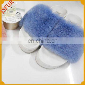 Cute Color Rabbit Fur Heighten Outdoor Beach Slipper Flip Flop