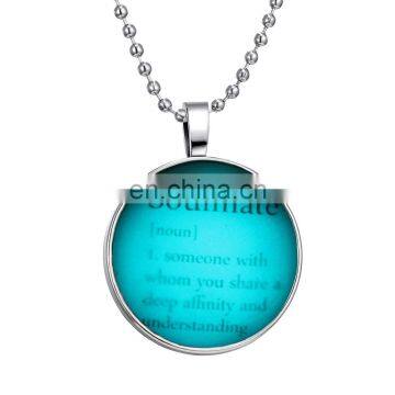 White Round Time Happyness Romantic Symbol Pendants Luminous Necklaces Jewelry for Lovers