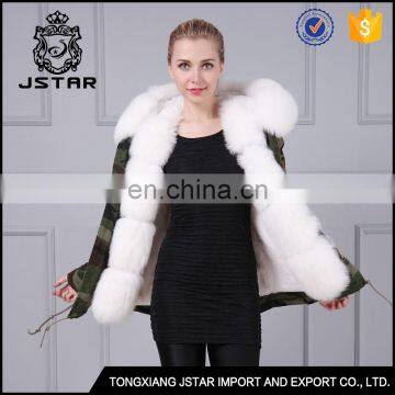 Winter best warm and fashion real fur hooded parka womens with fox fur trim