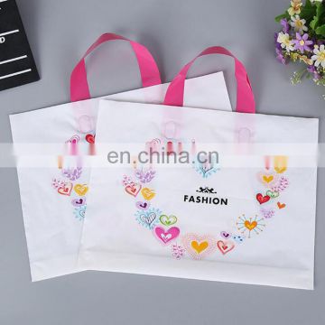 factory wholesale custom Biodegradable PE Plastic Shopping Bag With Soft Loop Handle Bag with colorful printing