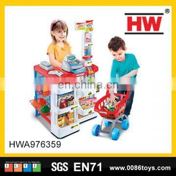 Preschool pretend educational supermarket toys with cash register& POS &scanner