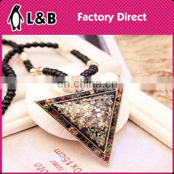 2016 Fashion Handmade Round Square Triangle Fancy Cheapest Pendant Handmade Chunky Bead Necklace photo-3
