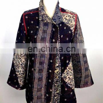 Vintage cotton kantha jacket women short kantha quilted jacket