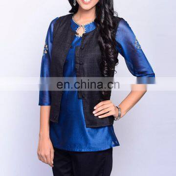 Silk Matka Metal Buttons Jacket for women