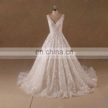 Luxury wedding gown sexy open back lace beaded wedding dress 2017