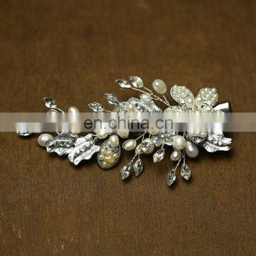 Silver Bridal Hair Comb Flower Pearl Headpiece Silver Wedding Comb