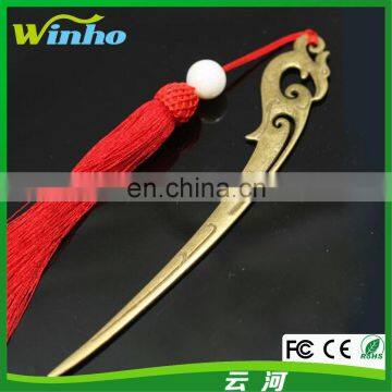 Winho hair stick bookmark with red silk tassel