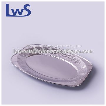 Medium Disposable Aluminium Oval Foil Platters, Food Serving Plates, Fish Serving Trays