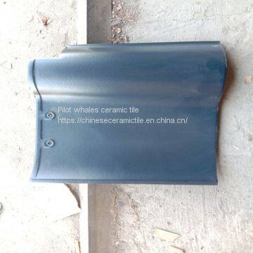 Interlocking Ceramic Roof Tile Glazed Surface Gray Use For Building Materials