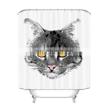 Japanese design cat printed cute animals home goods plain shower curtain  Shower Curtain