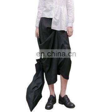 TWOTWINSTYLE Irregular Women's Wide Leg Pants Female High Waist Loose Black Ankle-length Pants Fashion Casual