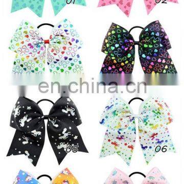 8Inches Girl Hairbands Children Unicorn Love Heart Print Hair Band With Bow photo-3