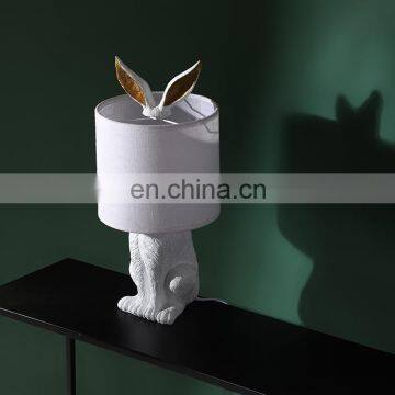 Unique Rabbit Shape Resin Base Customised Desk Light Animal Small White Vintage Home Lamps for Table photo-5