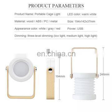 2021 Hot LED Portable Lantern Light Retractable Wooden Table Lamp Bedside Night Light Touch Sensor Hanging Lamp photo-7