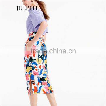Printucked Floral Women Midi Skirt