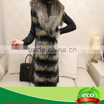 Real Luxury Women Double Color Raccoon Hair and Rabbit Skin Coat