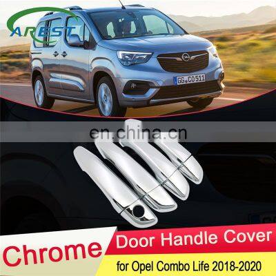 for Opel Vauxhall Combo Life 2018 2019 2020 Luxurious Chrome Door Handle Cover Exterior Trim Catch Car Cap Stickers Accessories