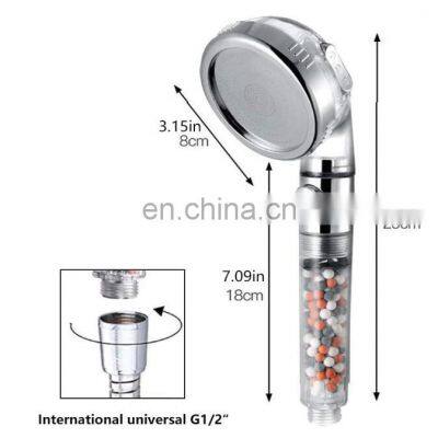 Handheld Ionic on off Shower Head High Pressure Water Saving Filter 3-Layer Filtration hand shower