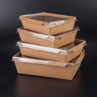 700ml Kraft takeaway salad box with Clear lid-disposable brown takeaway food container