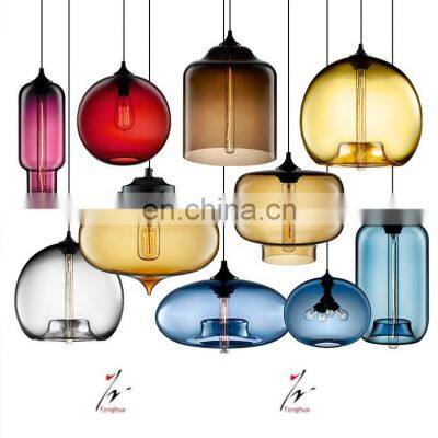 Colorful Glass Pendant Light E27 E26 Western style hanging lamp 110V 220V