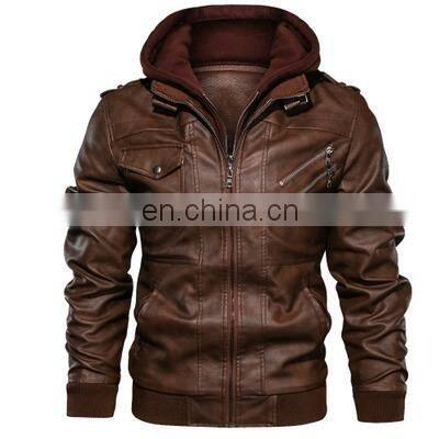 2021 Christmas New Fashion Trend Men's Zipper Collar Long Sleeve Hoodie Motorcycle Leather Jacket