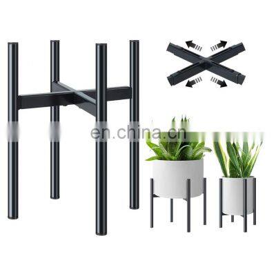 Plant Stand Home Decor Modern Mid Century Display Holder Rack Wrought Iron Indoor Flower Pot Metal Black Adjustable Plant Stand