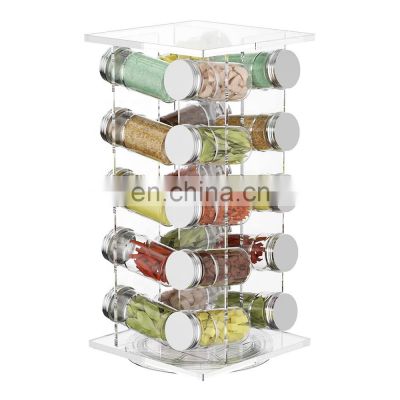 Rotating Kitchen Spice Rack Acrylic Spice Rack 20 Jars Acrylic Seasoning Organizer