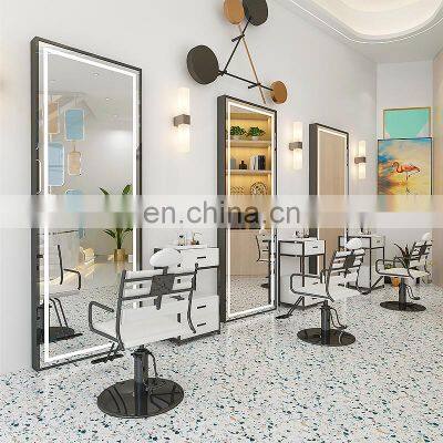 Modern CE/IP44/ROHS Certificate Golden Metal Frame Decorative Makeup Salon Wall Mirror photo-3