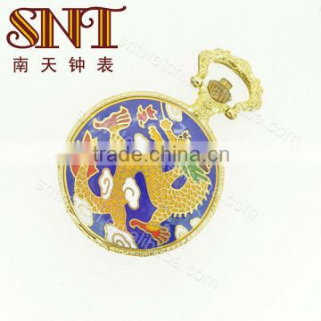 SNT PW019 japan movt quartz pocket watch for men dragon print