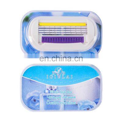 4 Layers Razor Blade Women Customized Logo Razor Blade Manufacture Shaving Razor Germany Steel GF-0304