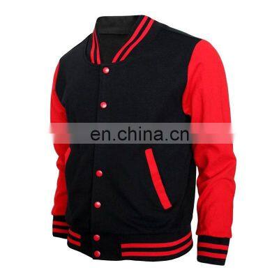 Baseball lettermen varsity jacket for men with leather sleeve custom embroidery patched logo