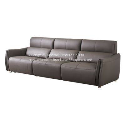 Italian-Style Nappa Leather Multi-Function Sofa Home Living Room Is Very Simple Three-Seat Combination Electric Leather Sofa photo-2