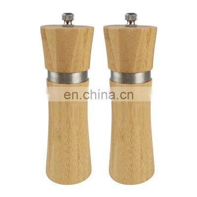 Bamboo Wooden Salt And Pepper Mill Set Ceramic Grinder Blades With Adjustable Coarseness For Cooking