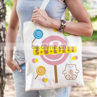 Wholesale Eco-friendly Portable Reusable Large Capacity Fashion Natural Cotton Shopping Canvas Bags With Custom Printed Logo photo-3