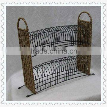 seagrass woven iron wire dvd /cd wire display racks