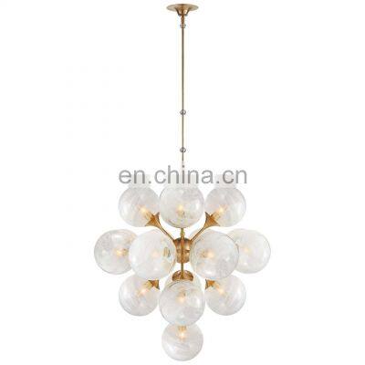 American light luxury restaurant white glass globe ball pendant light nordic modern villa cristol large tiered chandelier