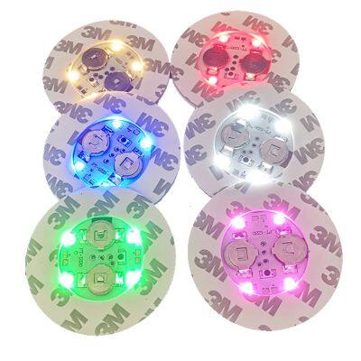 Christmas Parties Light up Custom RGB LED Light Sticker Coaster, LED Bottle Flashing Coaster