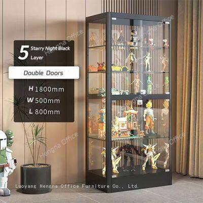Starry Night Black Display Cabinet Double Doors 5 Layers H1800mm×W500mm×L800mm for Retail Store - Customizable photo-1