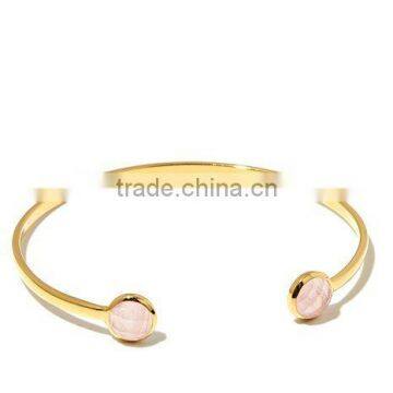 manufacturer supply customized gold plated Round Gemstone Cuff Bracelet for women