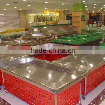Supermarket Stainless Steel Cooling Table Ice Fresh Cooler Box Table Cooler Table photo-2