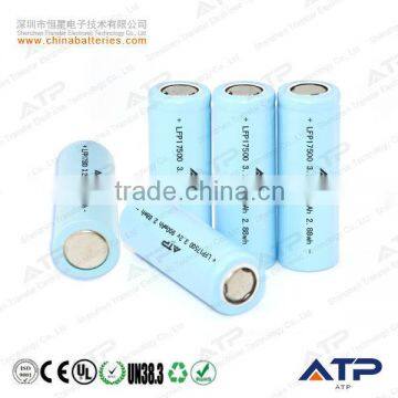 Alibaba 3.2v 900mah ifr17500 battery / rechargeable lifepo4 17500 battery 900mah / 3.2v 900mah 17500 lifepo4 battery